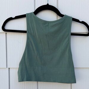 Seamless High-Neck Crop Tank Top - Sage Green